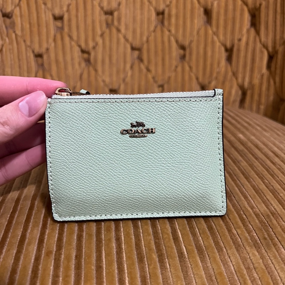 Coach Light Green Leather Card Wallet
